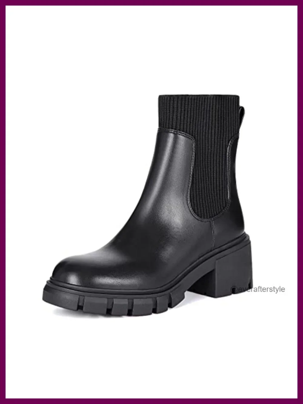 Leather/Suede Chelsea Boots Chunky Lug Sole Platform Ankle Booties